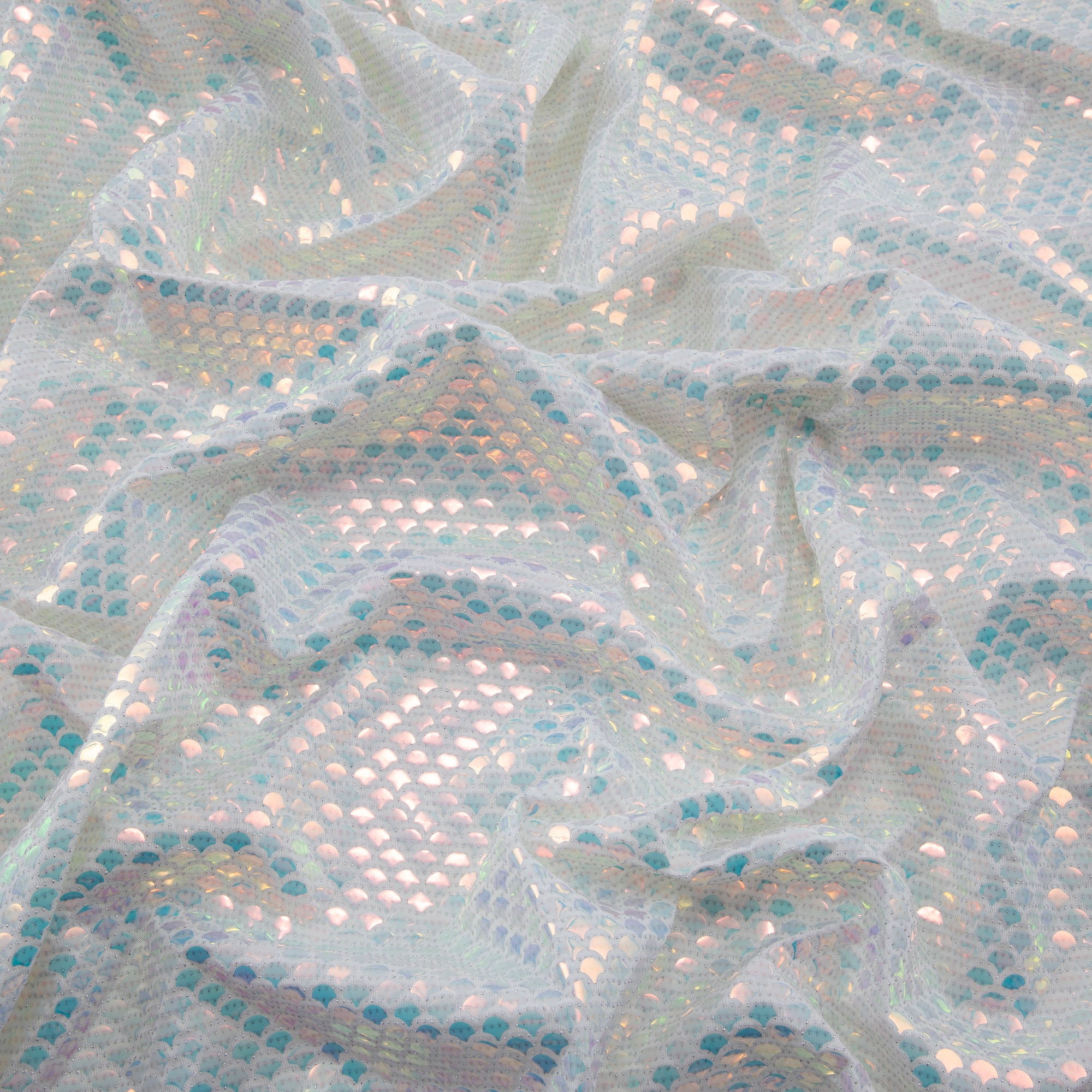 Cosplay by Yaya Han White Iridescent Scale Stretch Fabric